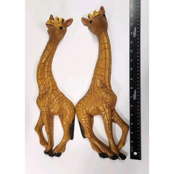 VTG HOMCO Giraffe 3D Wall Hanging Decor Plaque Lot of 2 Safari Animal 17in 1077 - Picture 10 of 11